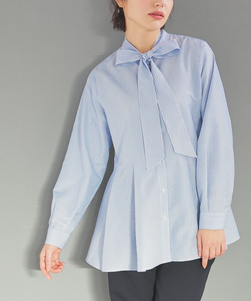 GLACIER lusso（グラシアルッソ）の「【抗菌防臭】ペプラムブラウス（シャツ/ブラウス・レディース・アイボリー/ベージュ系その他/ブルー系その他・L/LL/M/S）」の13枚目の写真