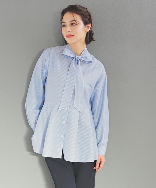 GLACIER lusso（グラシアルッソ）の「【抗菌防臭】ペプラムブラウス（シャツ/ブラウス・レディース・アイボリー/ベージュ系その他/ブルー系その他・L/LL/M/S）」の14枚目の写真