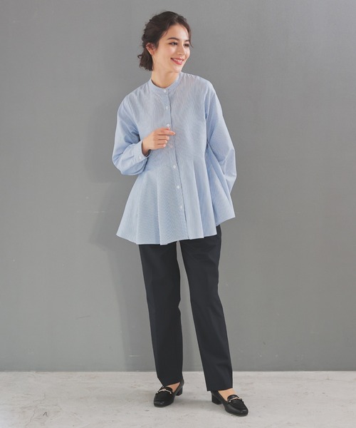 GLACIER lusso（グラシアルッソ）の「【抗菌防臭】ペプラムブラウス（シャツ/ブラウス・レディース・アイボリー/ベージュ系その他/ブルー系その他・L/LL/M/S）」の15枚目の写真