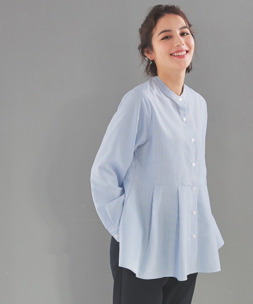 GLACIER lusso（グラシアルッソ）の「【抗菌防臭】ペプラムブラウス（シャツ/ブラウス・レディース・アイボリー/ベージュ系その他/ブルー系その他・L/LL/M/S）」の16枚目の写真