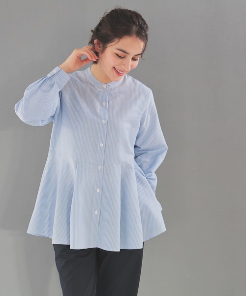 GLACIER lusso（グラシアルッソ）の「【抗菌防臭】ペプラムブラウス（シャツ/ブラウス・レディース・アイボリー/ベージュ系その他/ブルー系その他・L/LL/M/S）」の17枚目の写真