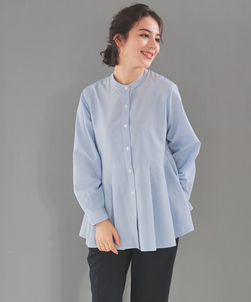 GLACIER lusso（グラシアルッソ）の「【抗菌防臭】ペプラムブラウス（シャツ/ブラウス・レディース・アイボリー/ベージュ系その他/ブルー系その他・L/LL/M/S）」の18枚目の写真