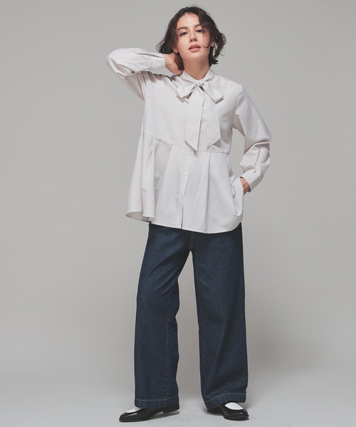 GLACIER lusso（グラシアルッソ）の「【抗菌防臭】ペプラムブラウス（シャツ/ブラウス・レディース・アイボリー/ベージュ系その他/ブルー系その他・L/LL/M/S）」の21枚目の写真