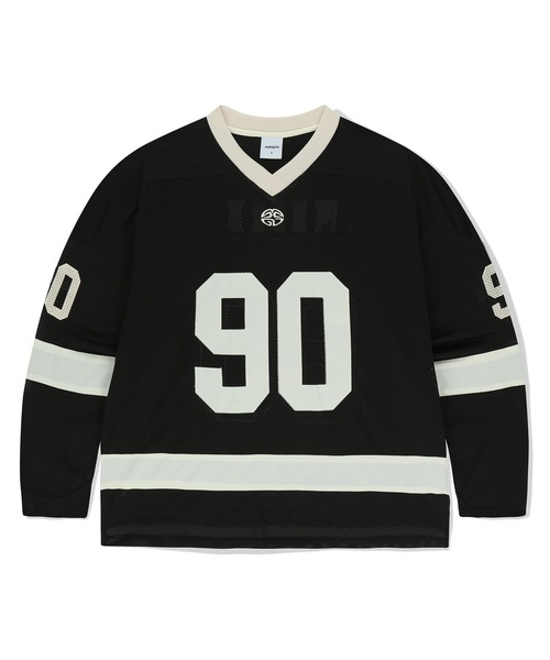 MAHAGRID(マハグリッド)の「『mahagrid/マハグリッド』 90 HOCKEY JERSEY/90ホッケージャージ(Tシャツ/カットソー・レディース・アイボリー/ブラック・M/L)」の2枚目の写真
