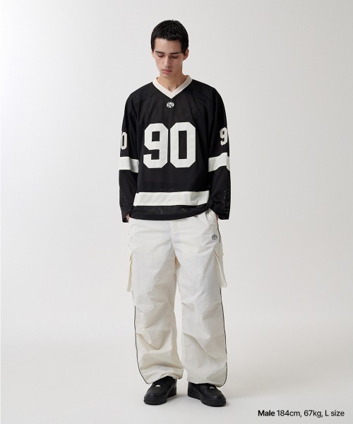 MAHAGRID(マハグリッド)の「『mahagrid/マハグリッド』 90 HOCKEY JERSEY/90ホッケージャージ(Tシャツ/カットソー・レディース・アイボリー/ブラック・M/L)」の6枚目の写真