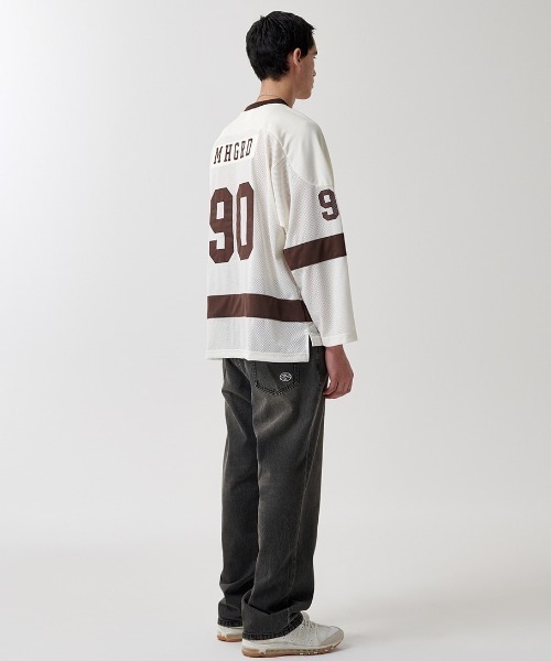 MAHAGRID(マハグリッド)の「『mahagrid/マハグリッド』 90 HOCKEY JERSEY/90ホッケージャージ(Tシャツ/カットソー・レディース・アイボリー/ブラック・M/L)」の5枚目の写真