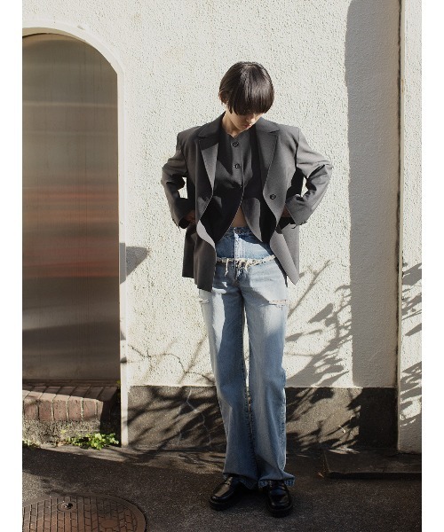 leinwande(ラインヴァンド)の「【leinwande】Switch Cut Straight Denim(デニムパンツ・レディース・ブラック/ブルー・M/S)」の13枚目の写真