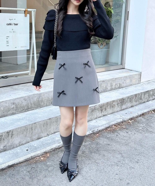 INGNI(イング)の「リボンミニスカート(スカート・レディース・ブラック/グレー・FREE)」の14枚目の写真