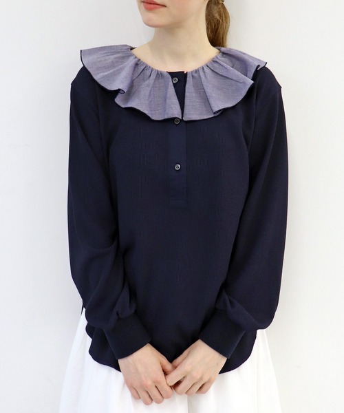 haupia（ハウピア）の「Today‘s waffle toppings【カットソー】（Tシャツ/カットソー・レディース・ブラック/オフホワイト/ネイビー/ライトグレー・MEDIUM）」の4枚目の写真