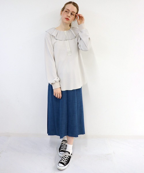 haupia（ハウピア）の「Today‘s waffle toppings【カットソー】（Tシャツ/カットソー・レディース・ブラック/オフホワイト/ネイビー/ライトグレー・MEDIUM）」の6枚目の写真