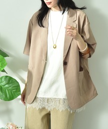 INTERPLANET（インタープラネット）の「リネンライク半袖テーラードジャケット（テーラードジャケット）」