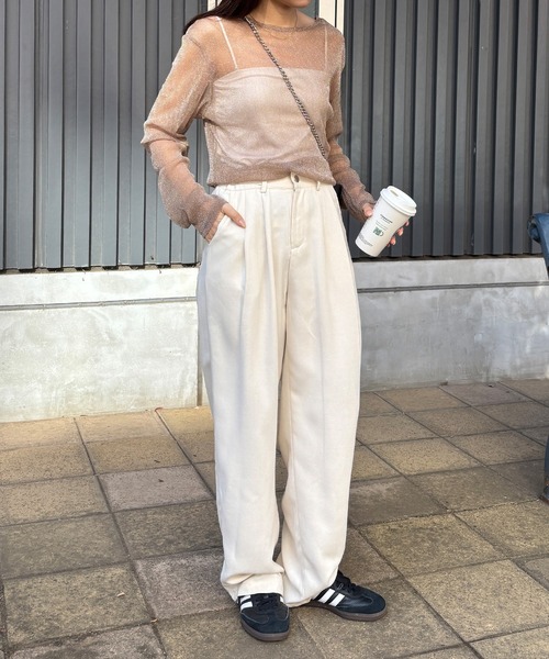 ISOOK（アイスー）の「【ISOOK / アイスー】2タックグルカパンツ / ストレート ハイウエスト スラックス チノパン ロング ベージュ アイボリー ブラック ZOZOTOWN限定（チノパンツ・レディース・ベージュ/アイボリー/ブラック・FREE）」の12枚目の写真