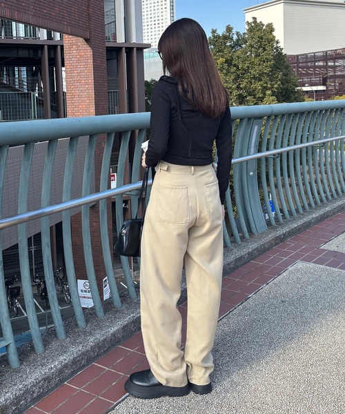ISOOK（アイスー）の「【ISOOK / アイスー】2タックグルカパンツ / ストレート ハイウエスト スラックス チノパン ロング ベージュ アイボリー ブラック ZOZOTOWN限定（チノパンツ・レディース・ベージュ/アイボリー/ブラック・FREE）」の11枚目の写真
