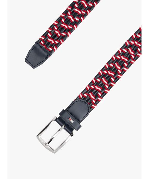 TOMMY HILFIGER(トミーヒルフィガー)の「デントンエラスティックレザーベルト(ベルト・メンズ・レッド/ネイビー・85cm/95cm)」の3枚目の写真