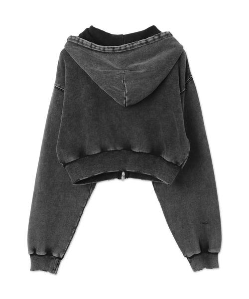 WEGO（ウィゴー）の「WEGO/ダメージショートジップパーカー（パーカー・レディース・ブルー/ブラック/杢グレー・FREE）」の7枚目の写真