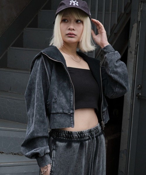 WEGO（ウィゴー）の「WEGO/ダメージショートジップパーカー（パーカー・レディース・ブルー/ブラック/杢グレー・FREE）」の22枚目の写真