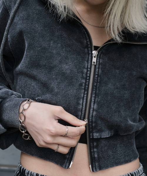 WEGO（ウィゴー）の「WEGO/ダメージショートジップパーカー（パーカー・レディース・ブルー/ブラック/杢グレー・FREE）」の20枚目の写真