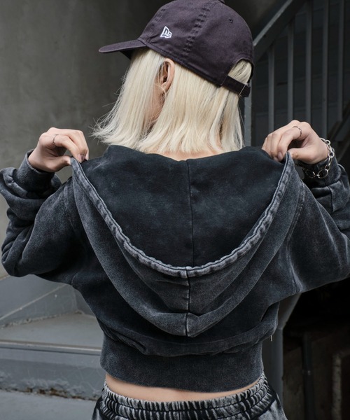 WEGO（ウィゴー）の「WEGO/ダメージショートジップパーカー（パーカー・レディース・ブルー/ブラック/杢グレー・FREE）」の21枚目の写真