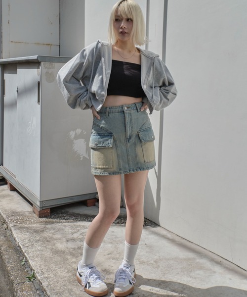 WEGO（ウィゴー）の「WEGO/ダメージショートジップパーカー（パーカー・レディース・ブルー/ブラック/杢グレー・FREE）」の18枚目の写真