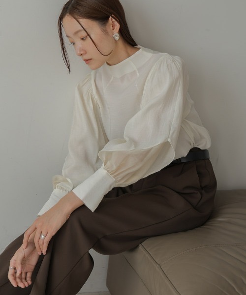 Bab(バブ)の「オーガンジーレイヤードブラウス(シャツ/ブラウス・レディース・ブラック/グリーン/ブラウン/ホワイト・MEDIUM)」の14枚目の写真