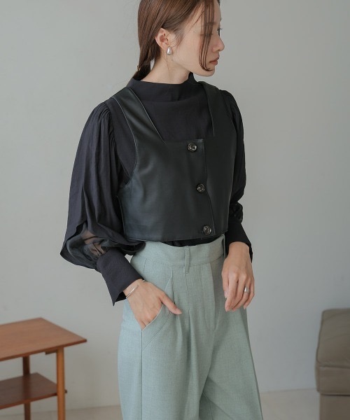Bab(バブ)の「オーガンジーレイヤードブラウス(シャツ/ブラウス・レディース・ブラック/グリーン/ブラウン/ホワイト・MEDIUM)」の20枚目の写真