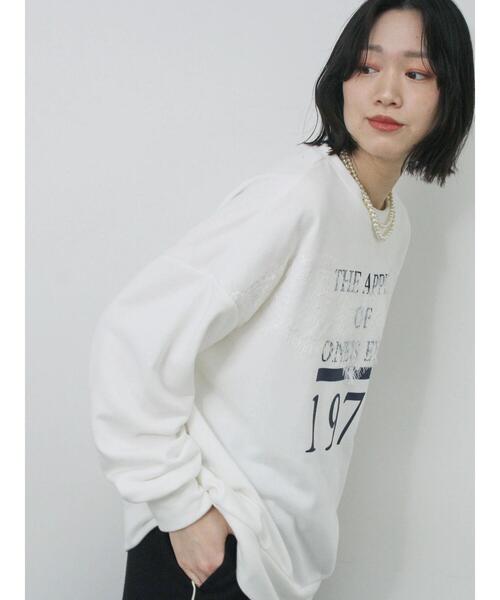 Samansa Mos2 blue（サマンサモスモスブルー）の「◎ロゴレーススウェット（Tシャツ/カットソー・レディース・トップグレー/オフホワイト/チャコールグレー・F）」の5枚目の写真