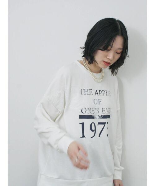 Samansa Mos2 blue（サマンサモスモスブルー）の「◎ロゴレーススウェット（Tシャツ/カットソー・レディース・トップグレー/オフホワイト/チャコールグレー・F）」の8枚目の写真