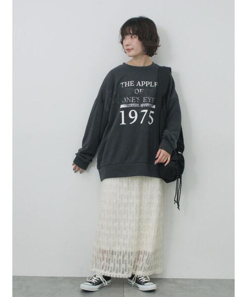 Samansa Mos2 blue（サマンサモスモスブルー）の「◎ロゴレーススウェット（Tシャツ/カットソー・レディース・トップグレー/オフホワイト/チャコールグレー・F）」の16枚目の写真