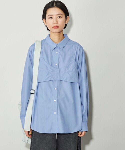 CITEN（シテン）の「＜CITEN＞キャミレイヤードライクデザインシャツ（シャツ/ブラウス・レディース・ダークグレー/ライトブルー・FREE）」の4枚目の写真