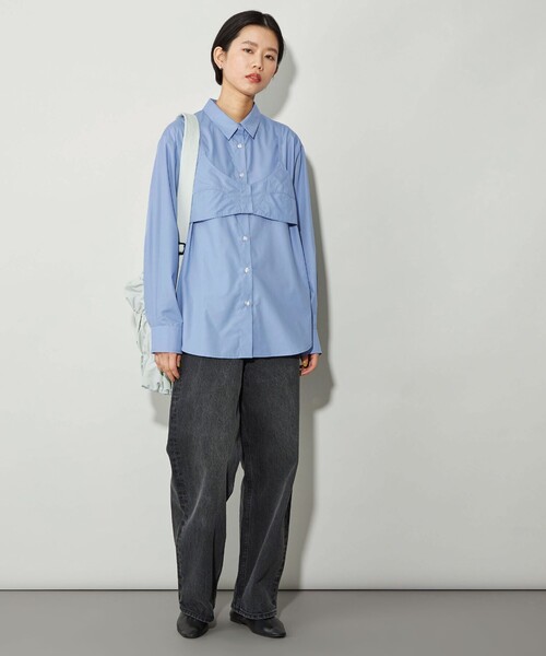 CITEN（シテン）の「＜CITEN＞キャミレイヤードライクデザインシャツ（シャツ/ブラウス・レディース・ダークグレー/ライトブルー・FREE）」の5枚目の写真