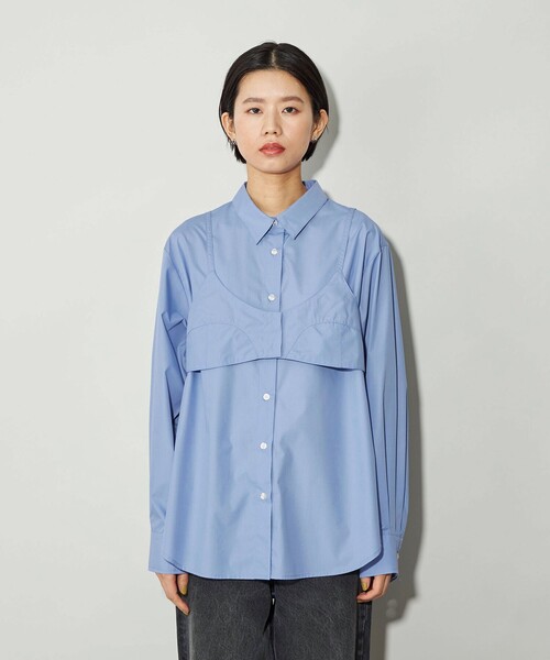 CITEN（シテン）の「＜CITEN＞キャミレイヤードライクデザインシャツ（シャツ/ブラウス・レディース・ダークグレー/ライトブルー・FREE）」の6枚目の写真