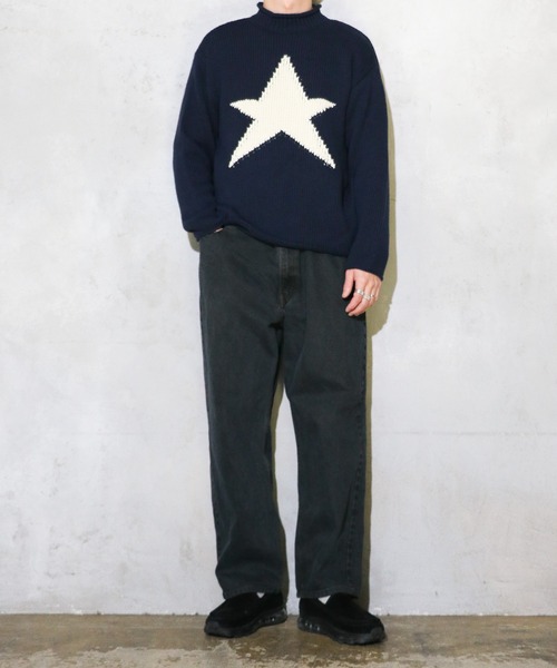 SUNNY  SPORTS（サニースポーツ）の「SUNNY SPORTS / サニースポーツ ROLL NECK LOW GAUGE COTTON SWEATER ロールネック コットンセーター（ニット/セーター・メンズ・ブラック/ネイビー・MEDIUM/LARGE）」の20枚目の写真