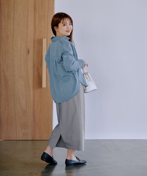 COHINA(コヒナ)の「フロントボタンウエストデザインIラインスカート 【低身長・小柄女性】(スカート・レディース・グレー/ブルー/ブラウン・XS-Short/S-Short/XS-Regular/S-Regular)」の18枚目の写真