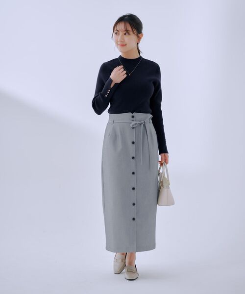 COHINA(コヒナ)の「フロントボタンウエストデザインIラインスカート 【低身長・小柄女性】(スカート・レディース・グレー/ブルー/ブラウン・XS-Short/S-Short/XS-Regular/S-Regular)」の17枚目の写真