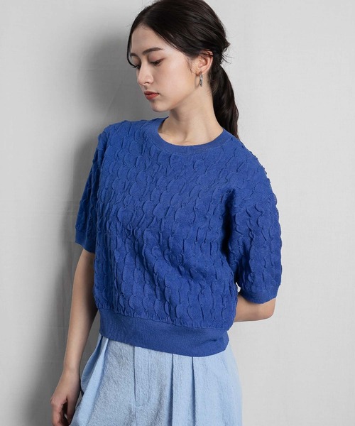 RAW FUDGE（ローファッジ）の「ダイヤジャガードニットプルオーバー（Tシャツ/カットソー・レディース・ブルー/ブラック/オフホワイト・M）」の3枚目の写真