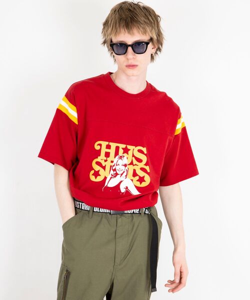HYSTERIC GLAMOUR（ヒステリックグラマー）の「HYS STARS Tシャツ（Tシャツ/カットソー・メンズ・ホワイト/レッド/ブラック・MEDIUM/SMALL/X-LARGE/LARGE）」の6枚目の写真
