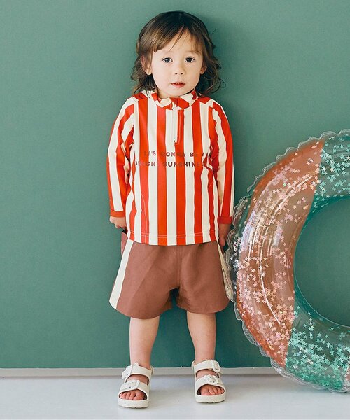 p.premier（ピードットプルミエ）の「【UVカット/ジュニア対応】サイドライン切替スイムパンツ（水着・キッズ・イエロー/ブラウン/グリーン・80/90/100/110/120/130/140）」の4枚目の写真