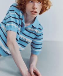 N.(N. Natural Beauty Basic) | ミックスボーダーポロニット(ポロシャツ)