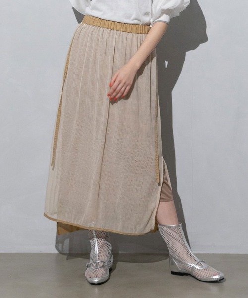 MARECHAL TERRE（マルシャルテル）の「2wayシアーレイヤードスカート（スカート・レディース・ライトベージュ/オレンジ/ブラック/ネイビー・MEDIUM）」の3枚目の写真