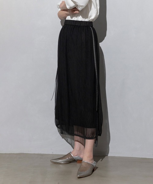 MARECHAL TERRE（マルシャルテル）の「2wayシアーレイヤードスカート（スカート・レディース・ライトベージュ/オレンジ/ブラック/ネイビー・MEDIUM）」の2枚目の写真