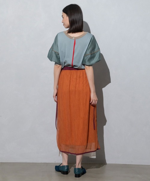 MARECHAL TERRE（マルシャルテル）の「2wayシアーレイヤードスカート（スカート・レディース・ライトベージュ/オレンジ/ブラック/ネイビー・MEDIUM）」の7枚目の写真