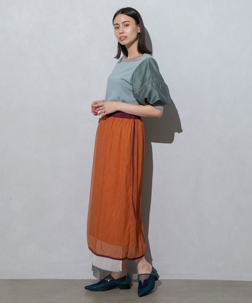 MARECHAL TERRE（マルシャルテル）の「2wayシアーレイヤードスカート（スカート・レディース・ライトベージュ/オレンジ/ブラック/ネイビー・MEDIUM）」の8枚目の写真