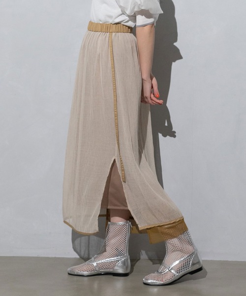 MARECHAL TERRE（マルシャルテル）の「2wayシアーレイヤードスカート（スカート・レディース・ライトベージュ/オレンジ/ブラック/ネイビー・MEDIUM）」の11枚目の写真