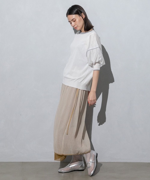 MARECHAL TERRE（マルシャルテル）の「2wayシアーレイヤードスカート（スカート・レディース・ライトベージュ/オレンジ/ブラック/ネイビー・MEDIUM）」の14枚目の写真