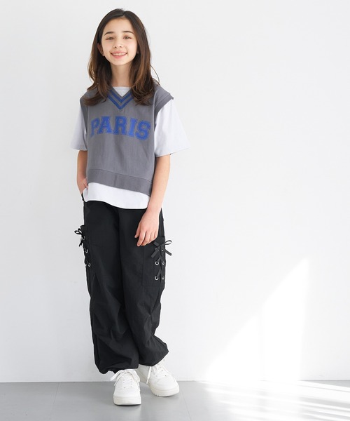 coca(coca)(コカ)の「キッズ レースアップポケットパラシュートパンツ(カーゴパンツ・キッズ・ライトブルー/ブラック/ライトピンク・150/120/130/140)」の10枚目の写真