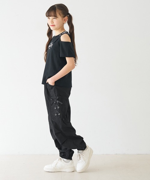 coca(coca)(コカ)の「キッズ レースアップポケットパラシュートパンツ(カーゴパンツ・キッズ・ライトブルー/ブラック/ライトピンク・150/120/130/140)」の8枚目の写真