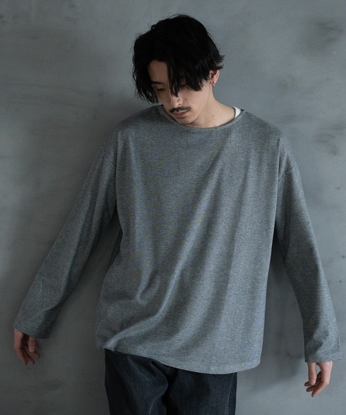RATTLE TRAP(ラトルトラップ)の「ボートネック 長袖カットソー(Tシャツ/カットソー・メンズ・グレー/ブラック・L/M)」の1枚目の写真