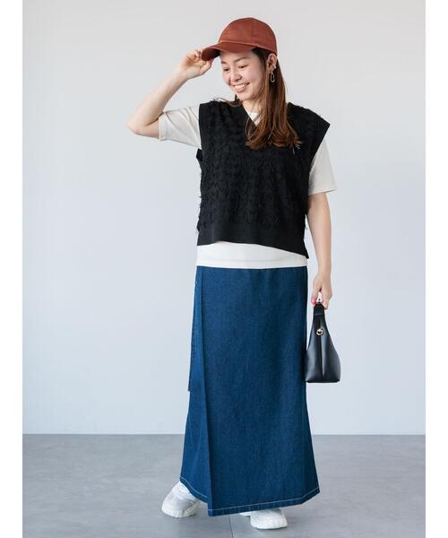 Lugnoncure（ルノンキュール）の「【抗菌防臭】クルーネックリブTシャツ（Tシャツ/カットソー・レディース・オフホワイト/ブラック/ベージュ・F）」の4枚目の写真