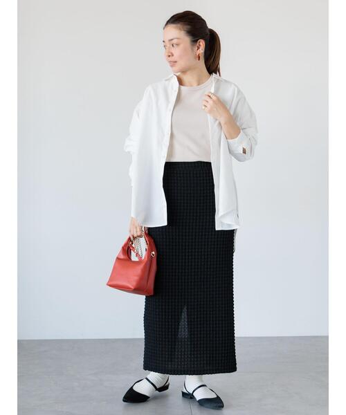 Lugnoncure（ルノンキュール）の「【抗菌防臭】クルーネックリブTシャツ（Tシャツ/カットソー・レディース・オフホワイト/ブラック/ベージュ・F）」の9枚目の写真