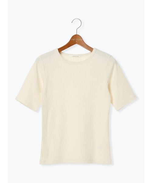 Lugnoncure（ルノンキュール）の「【抗菌防臭】クルーネックリブTシャツ（Tシャツ/カットソー・レディース・オフホワイト/ブラック/ベージュ・F）」の11枚目の写真